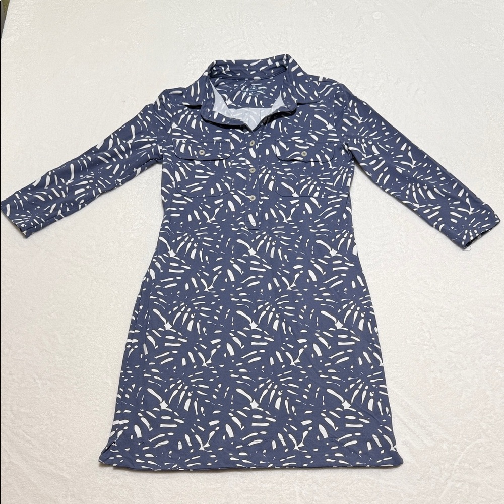 Southern Tide Blue and White Printed Collared Dress